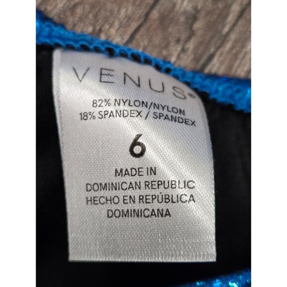 VENUS Shine Marilyn Push-Up Halter Top Bright Blue Glittery Bikini Set 32D - 6 - Picture 3 of 6